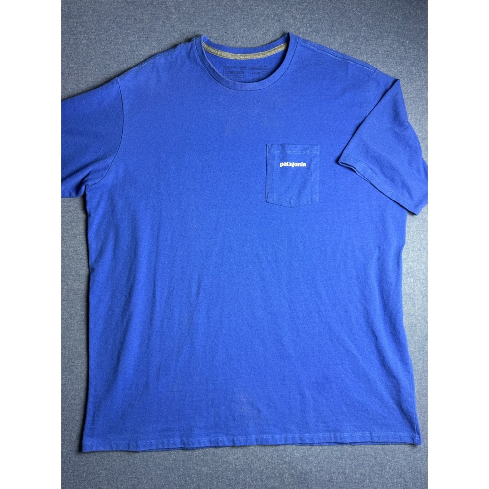 Patagonia Mens P-6 Logo Responsibili-Tee Blue Pocket T-Shirt XL Regular Fit
